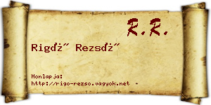 Rigó Rezső névjegykártya